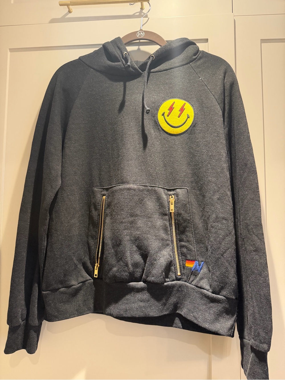 Aviator Nation Bolt smiley face hoodie. Size M.